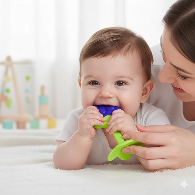 Safe-O-Kid Blue BPA-Free Silicone Grapes Fruit Teether For Babies