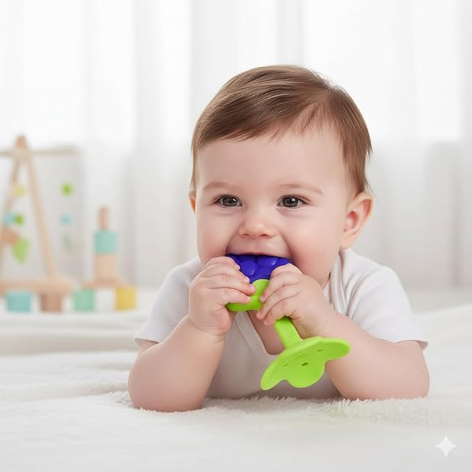 Safe-O-Kid Blue BPA-Free Silicone Grapes Fruit Teether For Babies