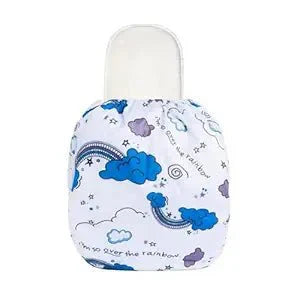 White Printed Reusable Cotton Cloth Diaper For Babies