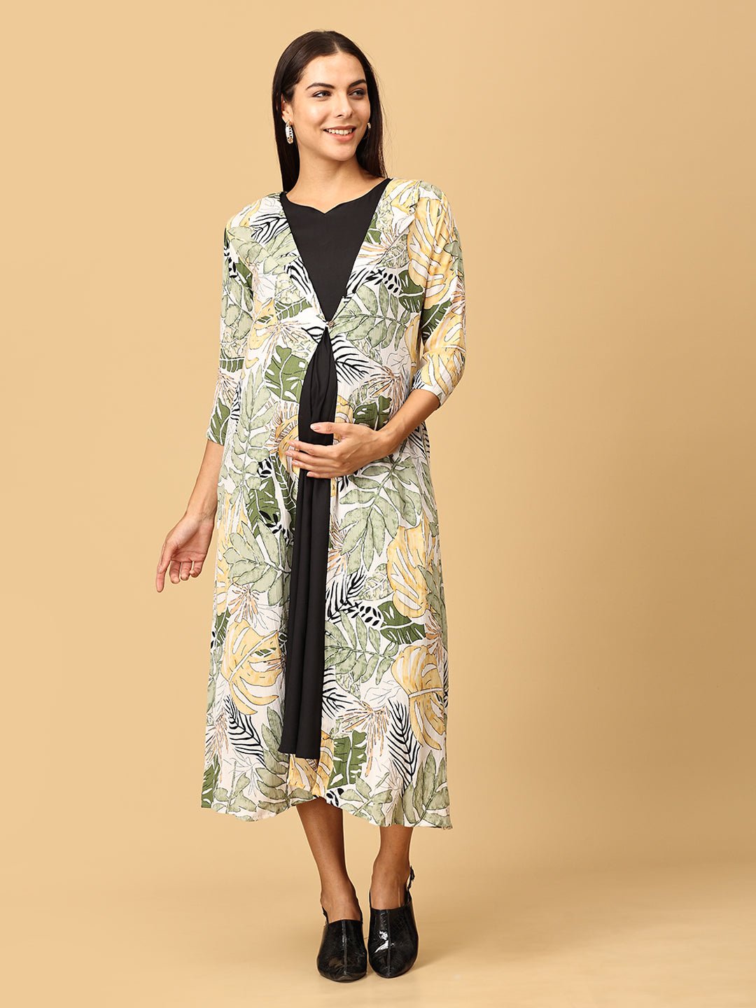  Sage Serenity Maternity and Nursing Shacket Dress Multi