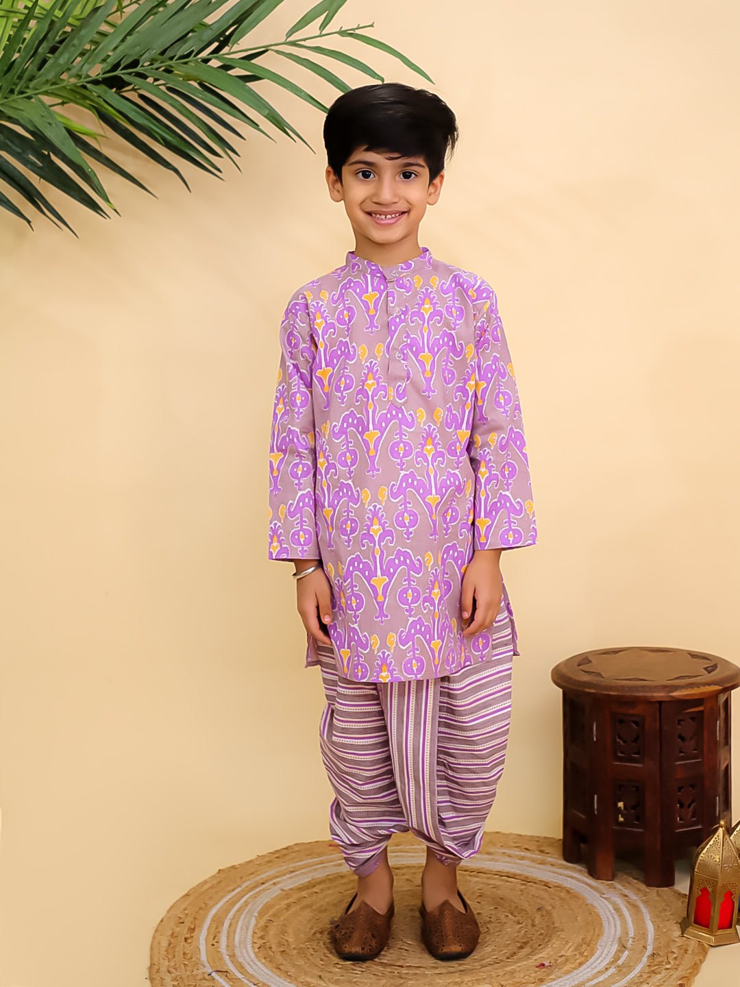 Sage Violet Boys Dhoti Kurta Set