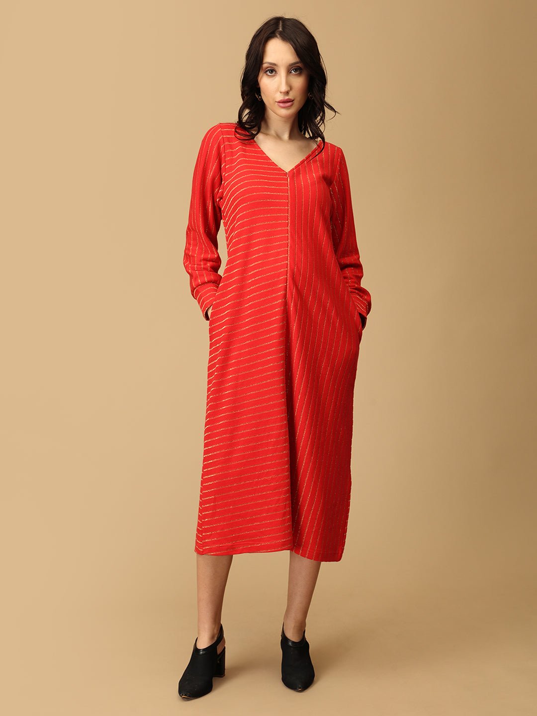  Scarlet Spark Maternity and Nursing Winter Dress Red