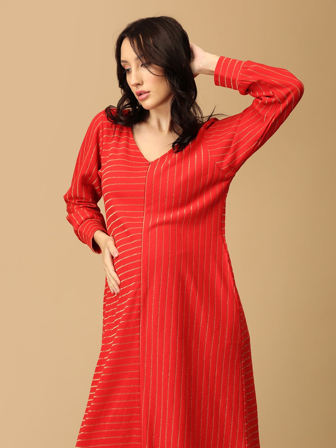  Scarlet Spark Maternity and Nursing Winter Dress Red