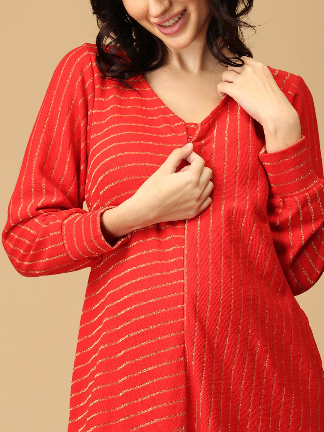  Scarlet Spark Maternity and Nursing Winter Dress Red