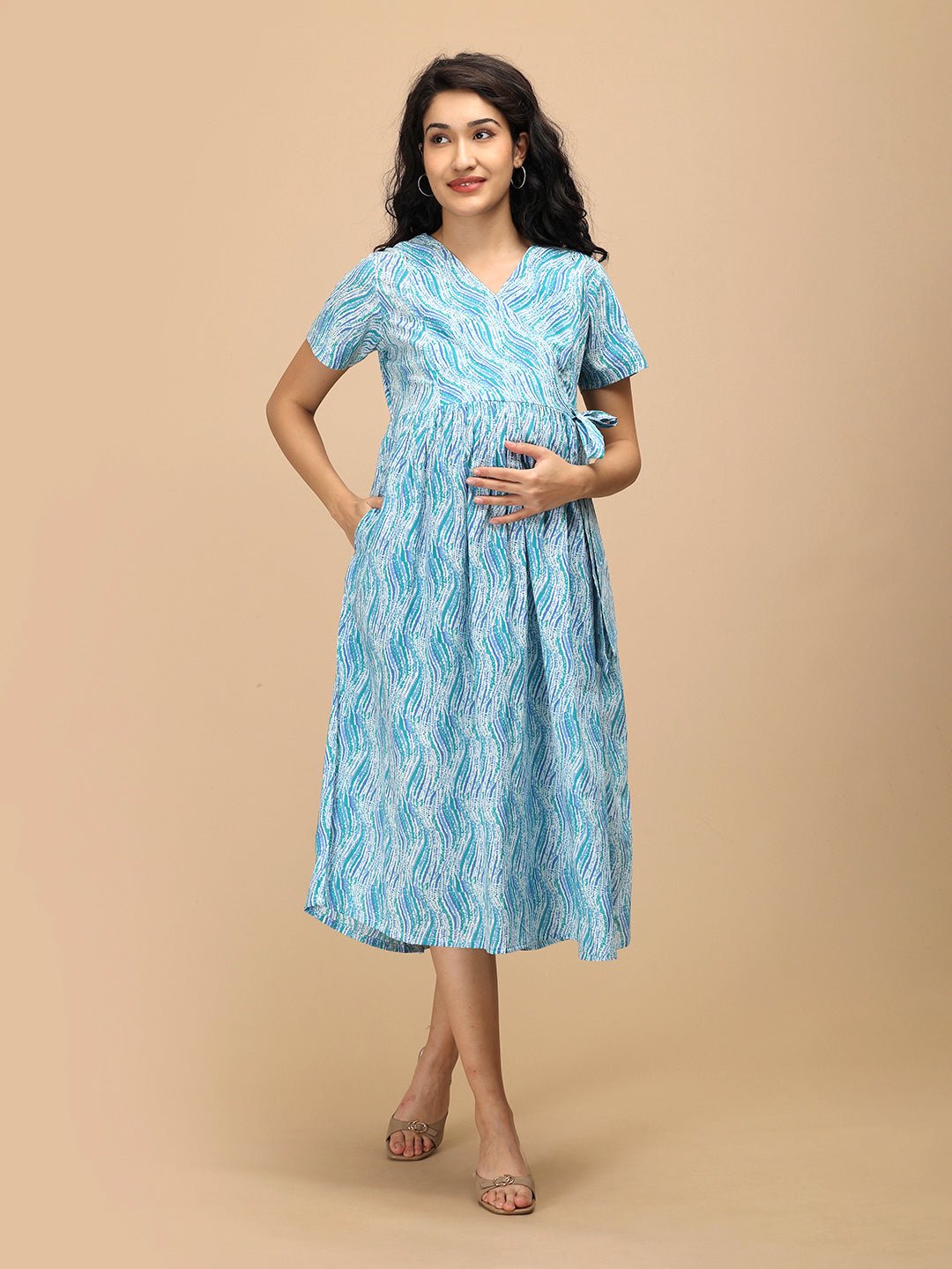  Seafoam Streaks Maternity and Nursing Dress Multi