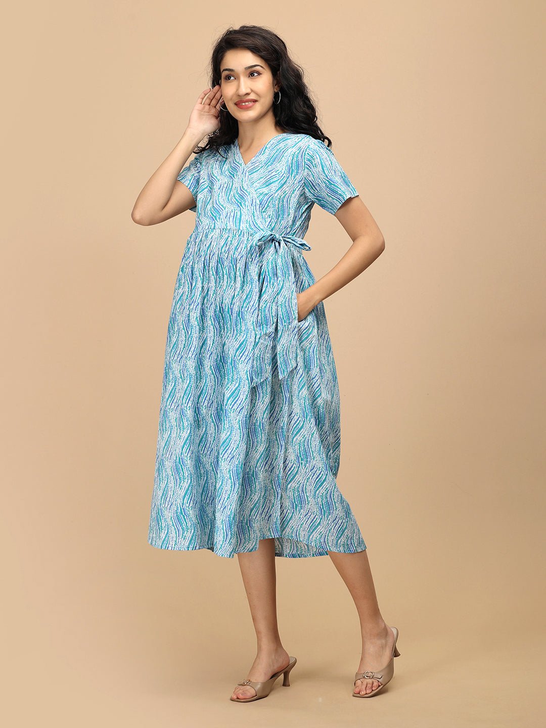  Seafoam Streaks Maternity and Nursing Dress Multi