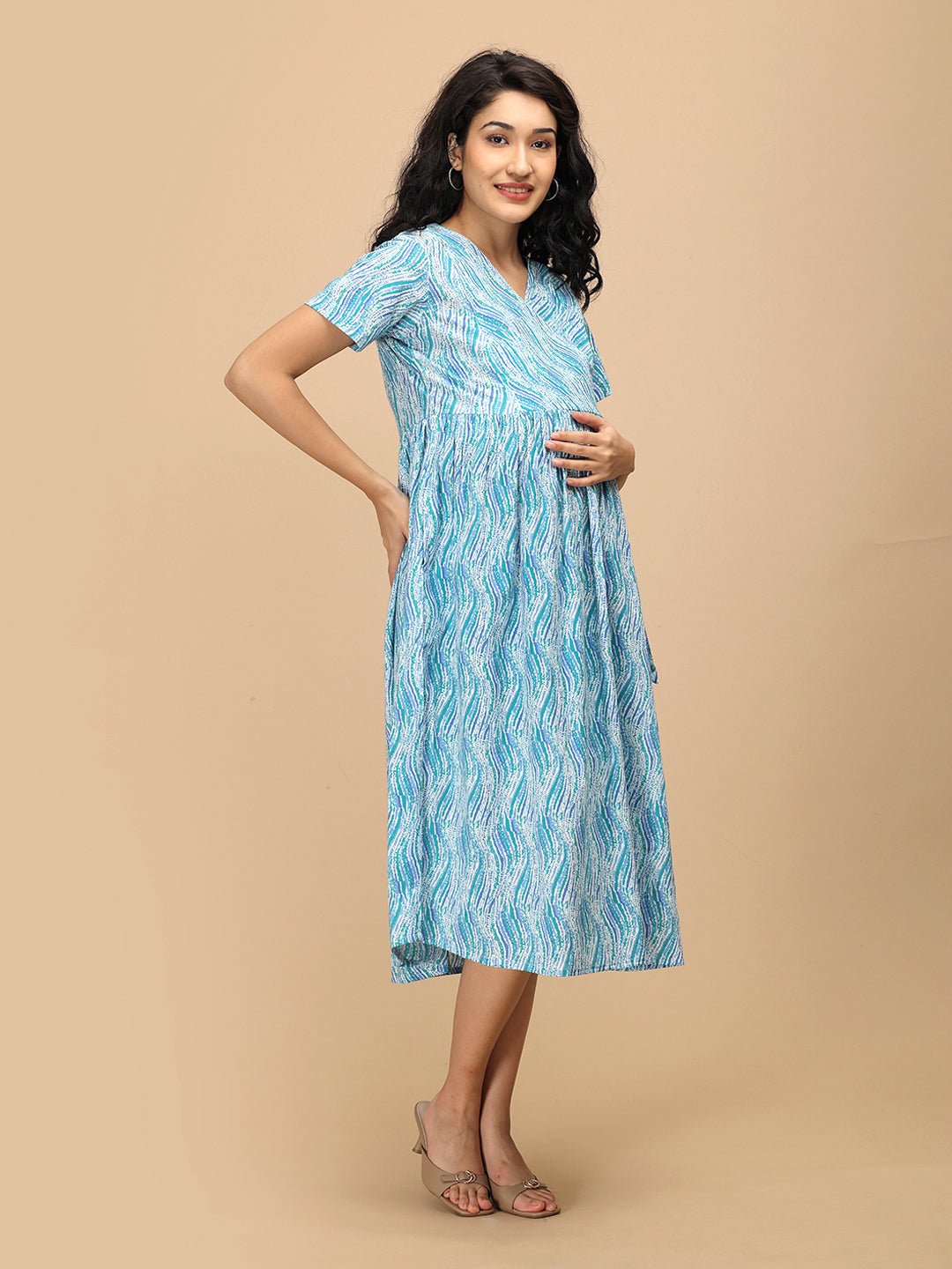  Seafoam Streaks Maternity and Nursing Dress Multi