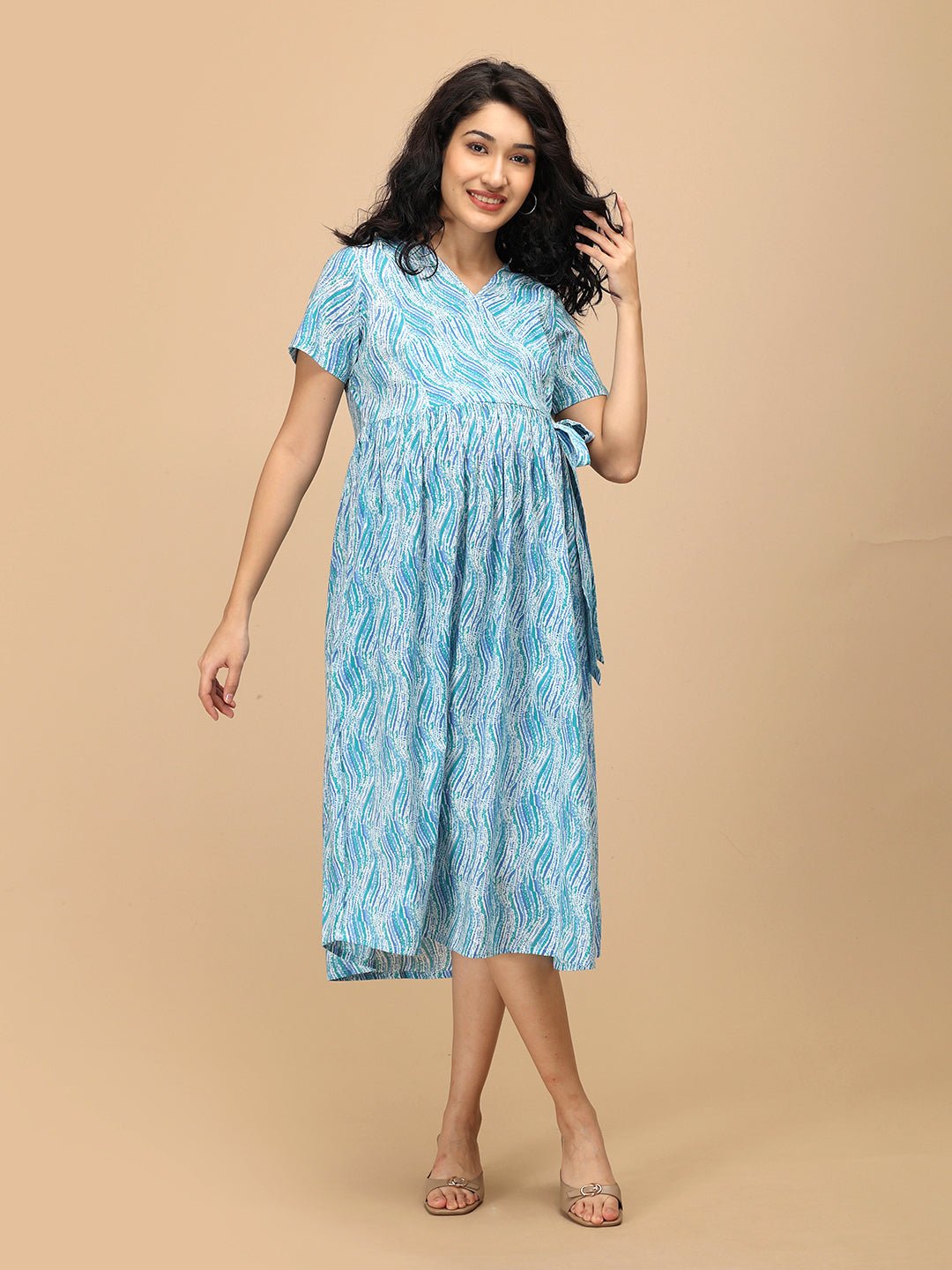  Seafoam Streaks Maternity and Nursing Dress Multi