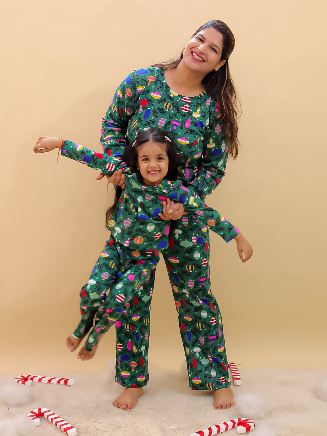 Merry Snuggle Squad Christmas Cotton Matching Pajama Set Mom And Baby Twinning Combo Of 2