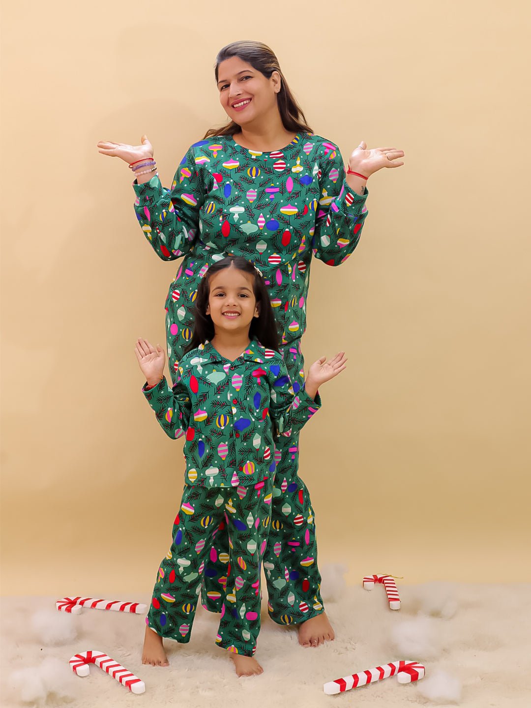 Merry Snuggle Squad Christmas Cotton Matching Pajama Set Mom And Baby Twinning Combo Of 2