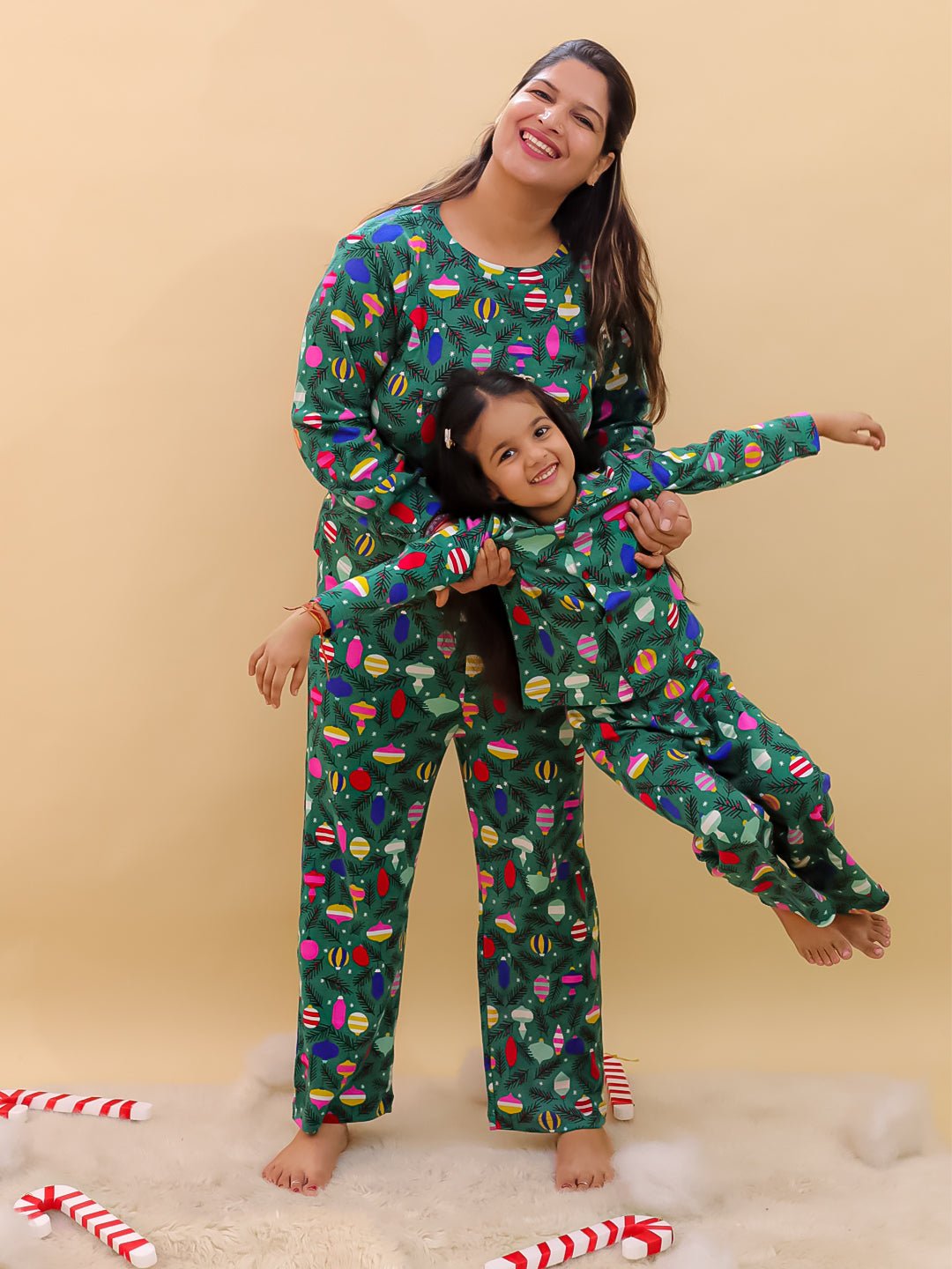 Merry Snuggle Squad Christmas Cotton Matching Pajama Set Mom And Baby Twinning Combo Of 2