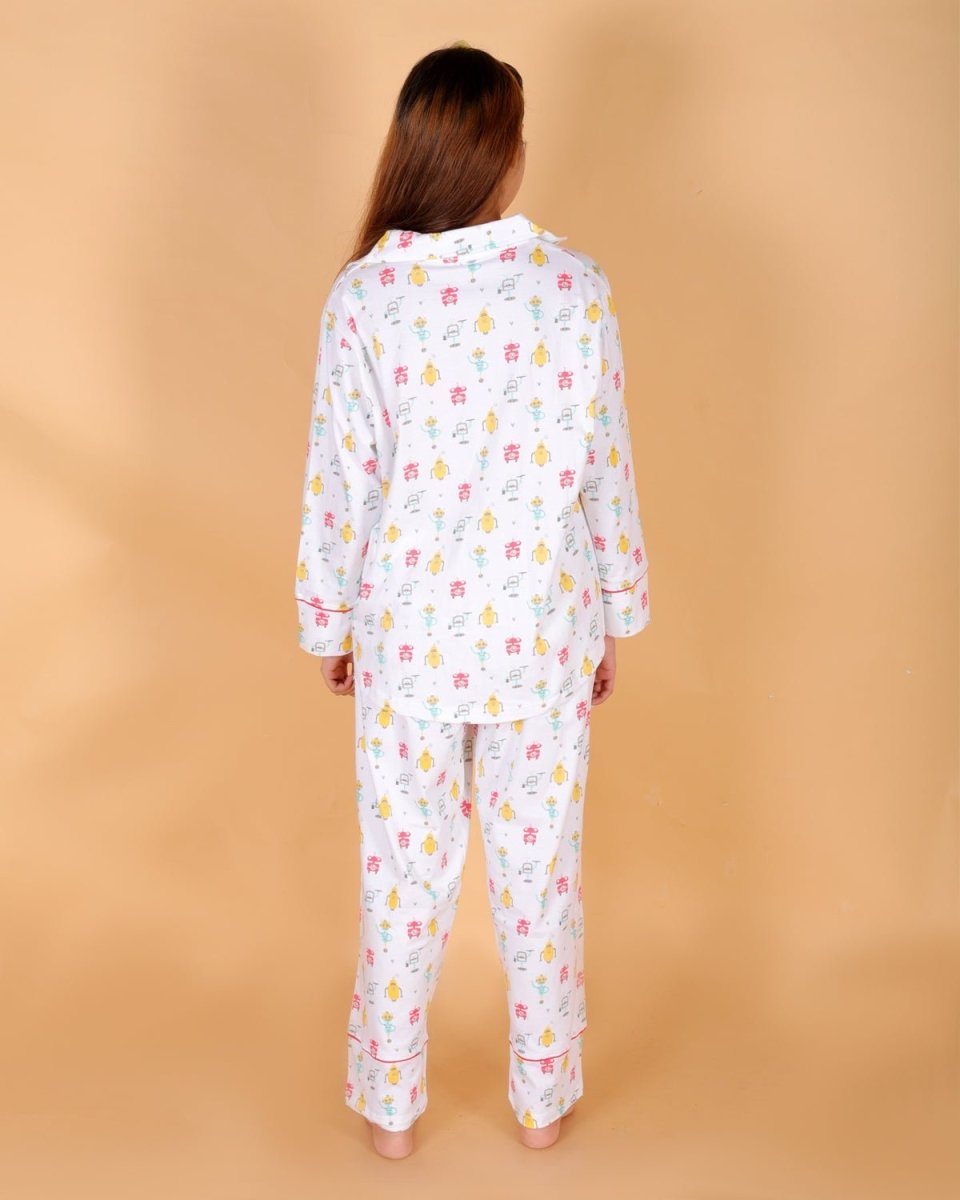 Robo Club Blue Cotton Matching Family Pajama Twinning Combo