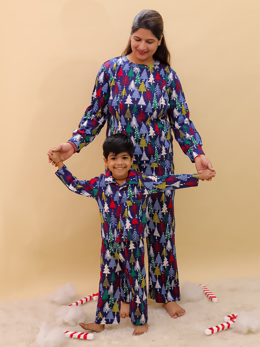Silent Night Christmas Cotton Matching Pajama Set Mom And Baby Twinning Combo Of 2