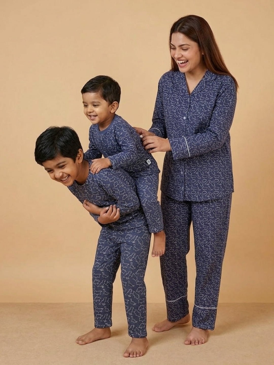 Dinos Rule Mom And Baby Pajama Set Twinning Combo Of 3