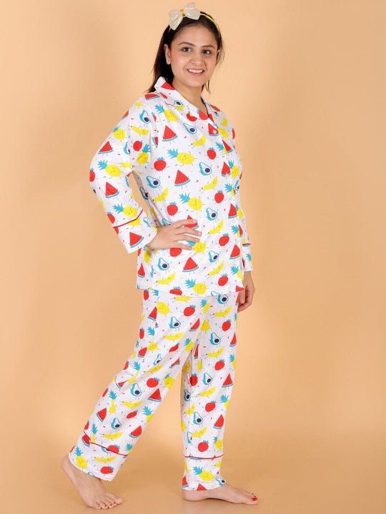 Fruity Cutie Multicolor Cotton Matching Pajama Set Mom And Baby Twinning Combo Of 2