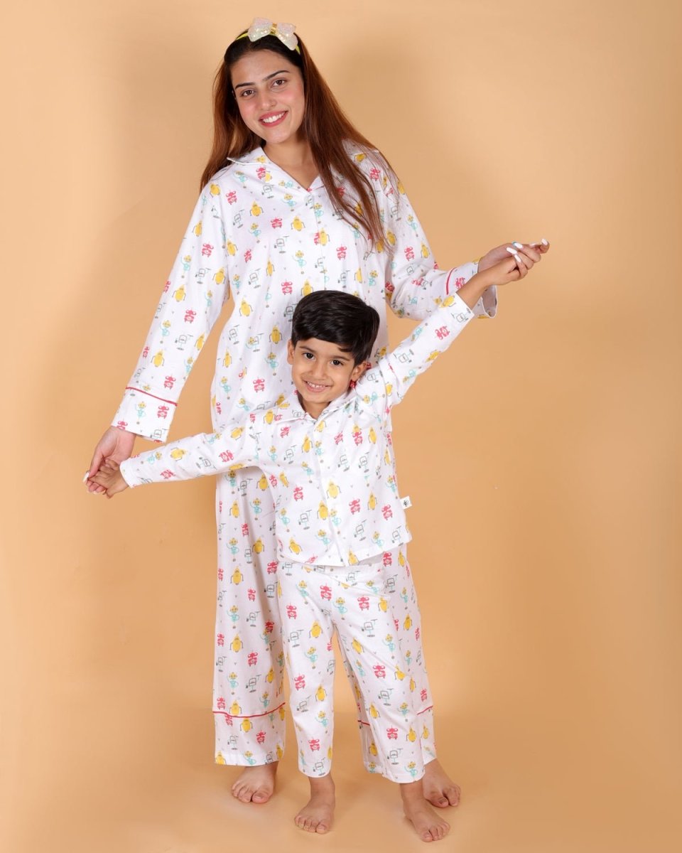 Robo Club Matching Pajama Set For Mom And Baby