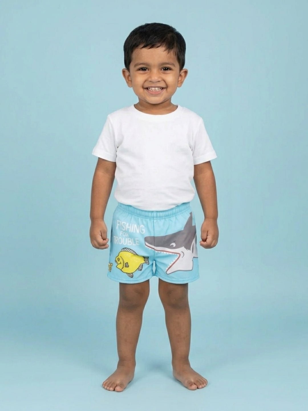 Shark Snap Boys Swim Shorts With Cap Set
