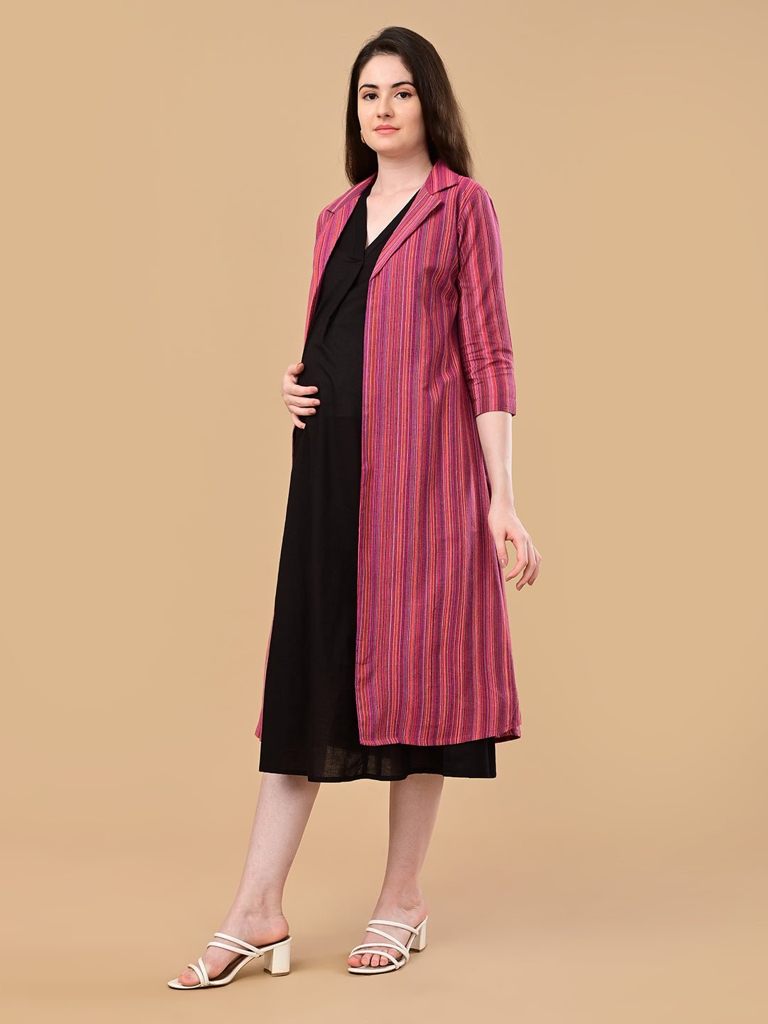  ShiftEase Maternity and Nursing Shacket Dress Pink