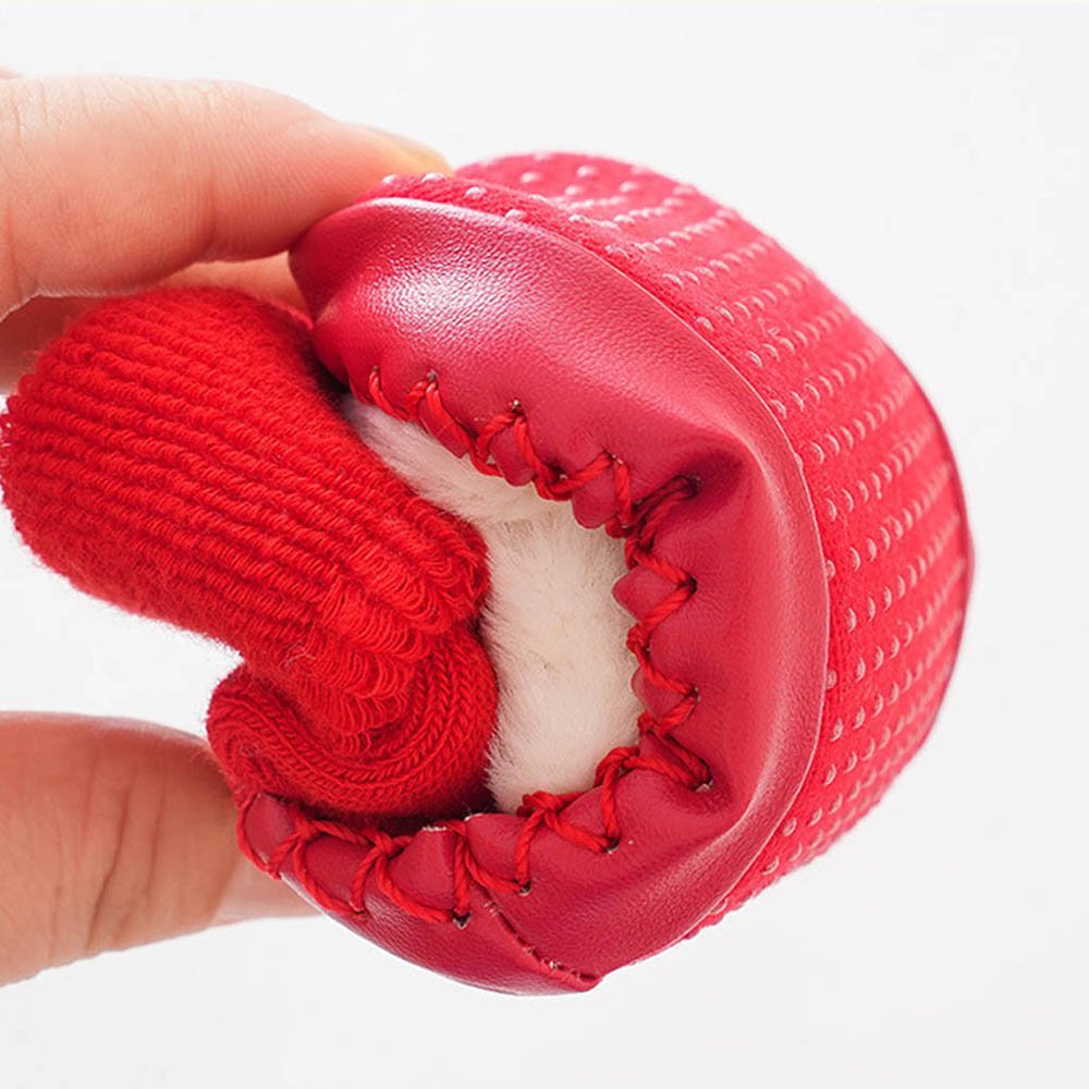 Little Surprise Box Shiny Red Ruffled Lucky Dragon Christmas Booties For Kids