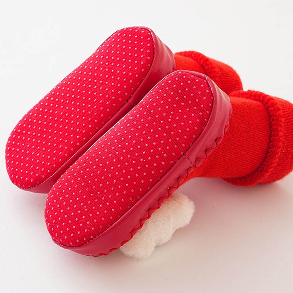 Little Surprise Box Shiny Red Ruffled Lucky Dragon Christmas Booties For Kids