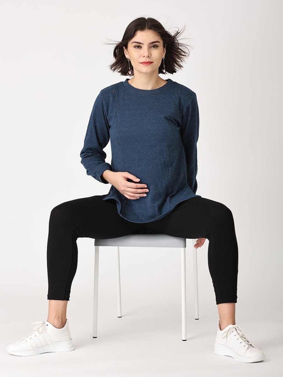  Shooting Star Maternity and Nursing Sweatshirt Navy