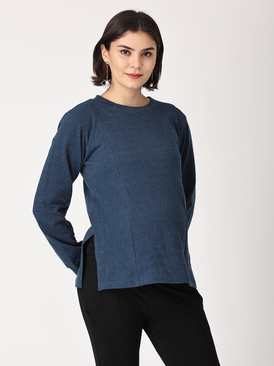  Shooting Star Maternity and Nursing Sweatshirt Navy