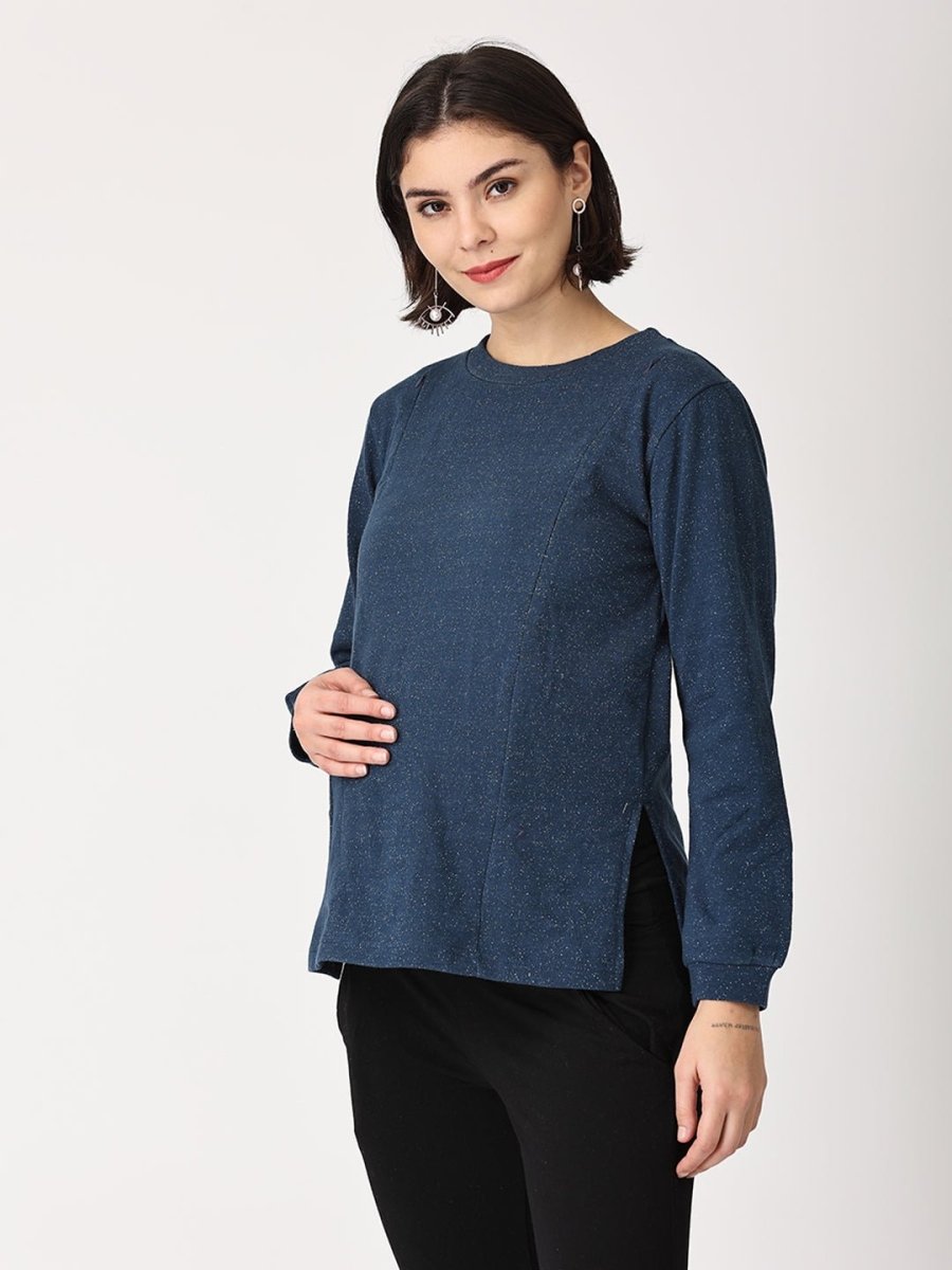  Shooting Star Maternity and Nursing Sweatshirt Navy