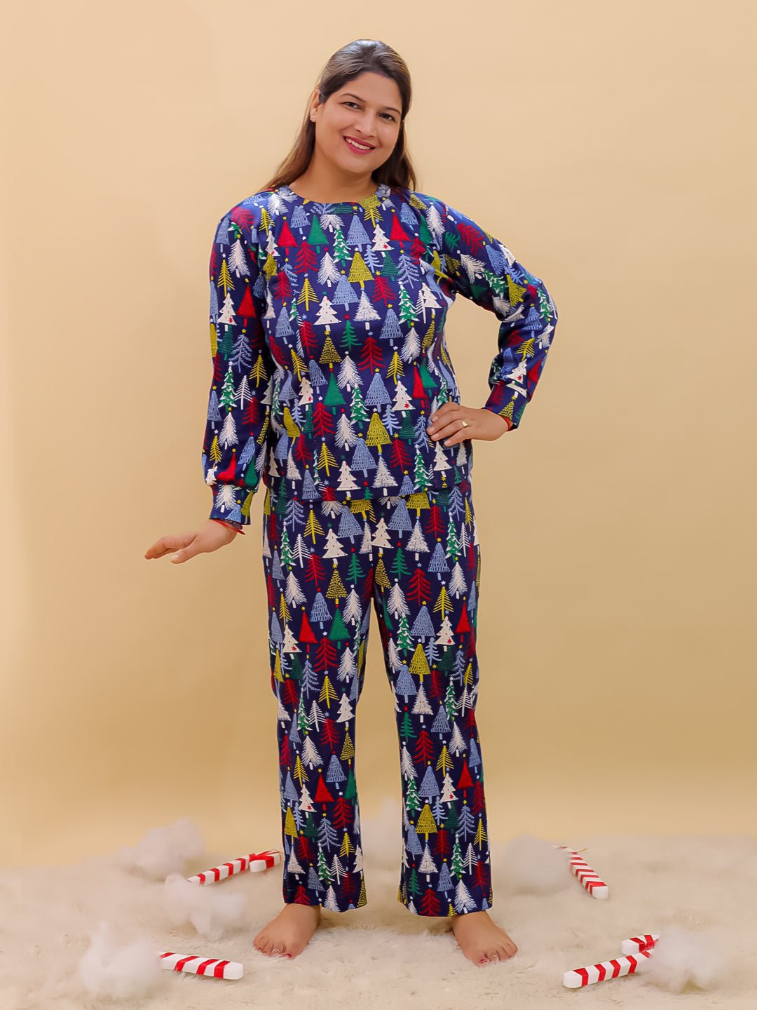  Silent Night Christmas Maternity and Nursing Pajama Set Multi