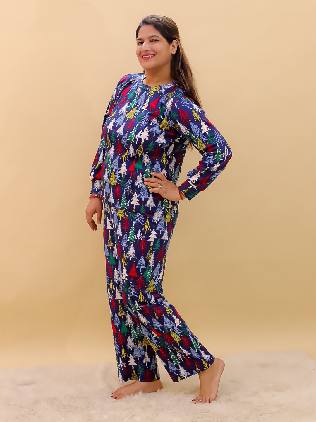  Silent Night Christmas Maternity and Nursing Pajama Set Multi