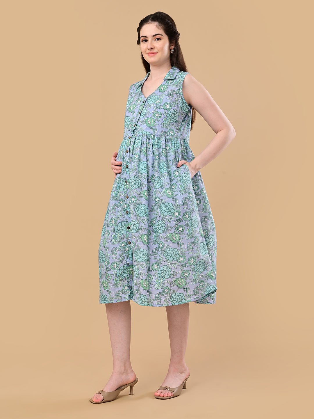  Simply Grey Maternity and Nursing Sleeveless Dress Grey
