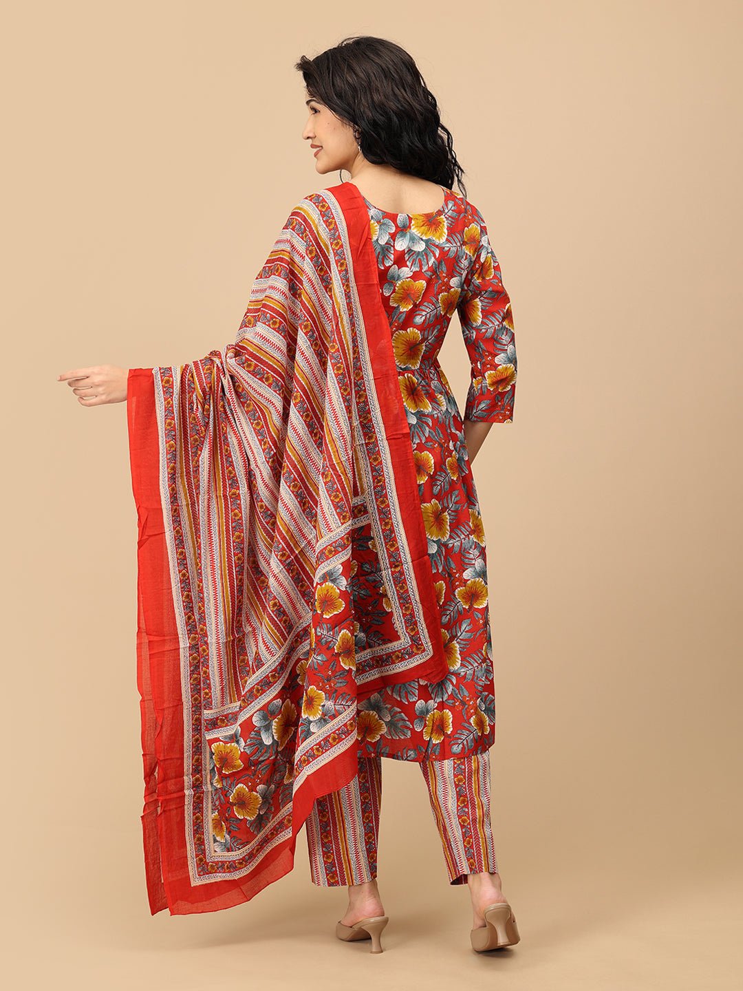  Sindoor Tara Maternity and Nursing Kurta Set Red