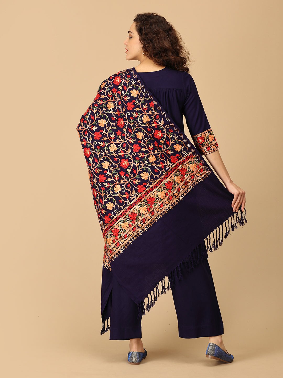  Sitara-e-Neel Cashmilon Maternity and Nursing Kurta Set Navy Blue