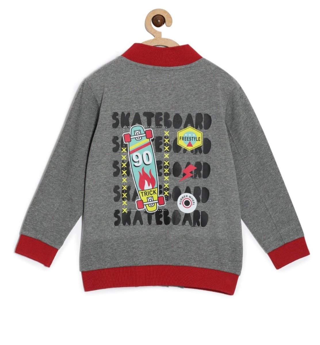 Grey Skateboard Bomber Jacket For Boys