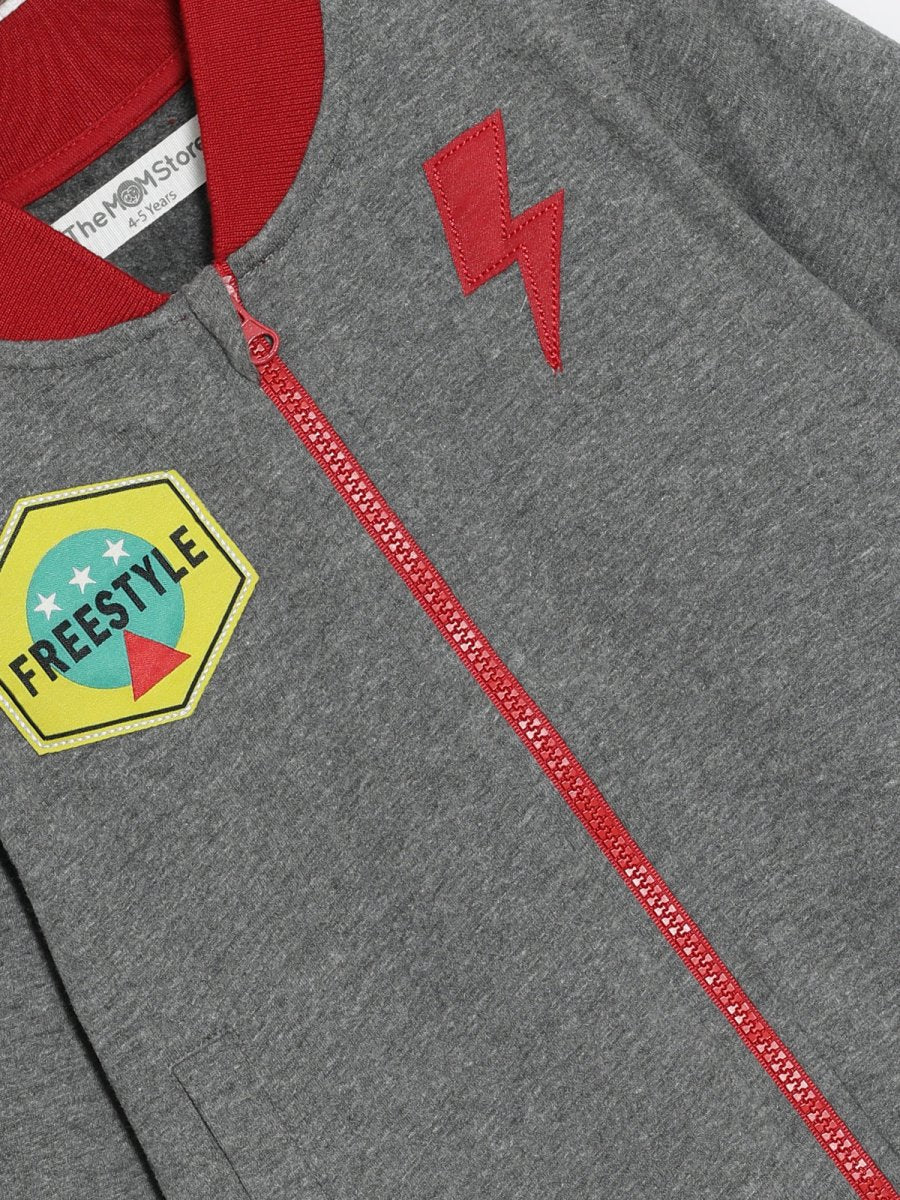 Grey Skateboard Bomber Jacket For Boys