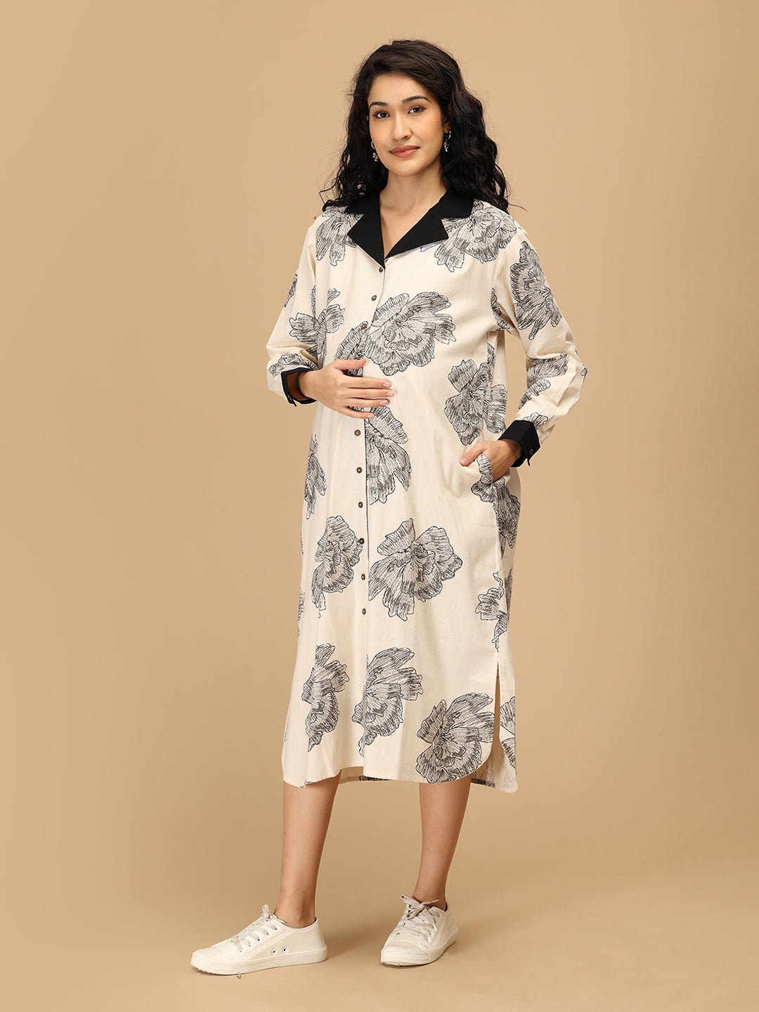  Sketch Petal Maternity and Nursing Dress Off-White