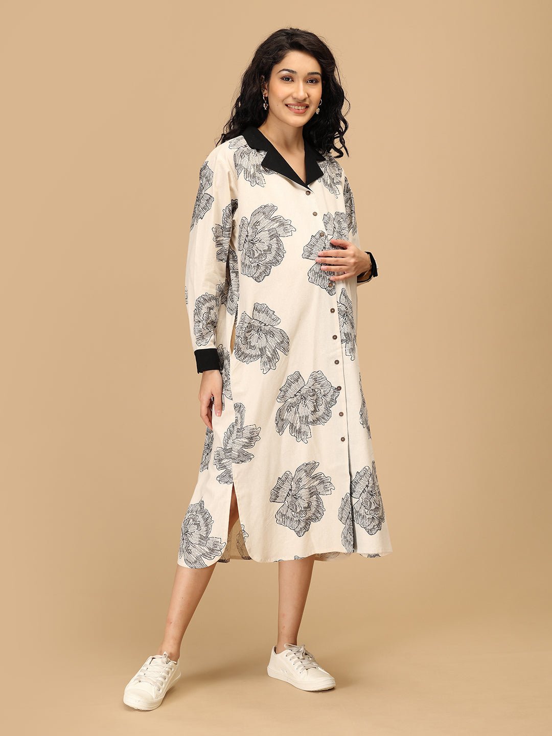  Sketch Petal Maternity and Nursing Dress Off-White