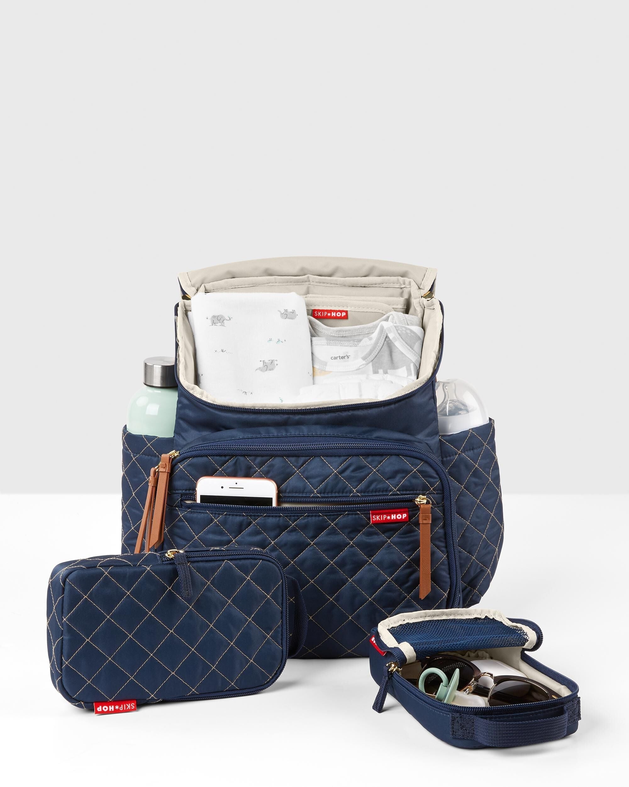 Quilted Backpack With Packing Cubes Blue For Babies