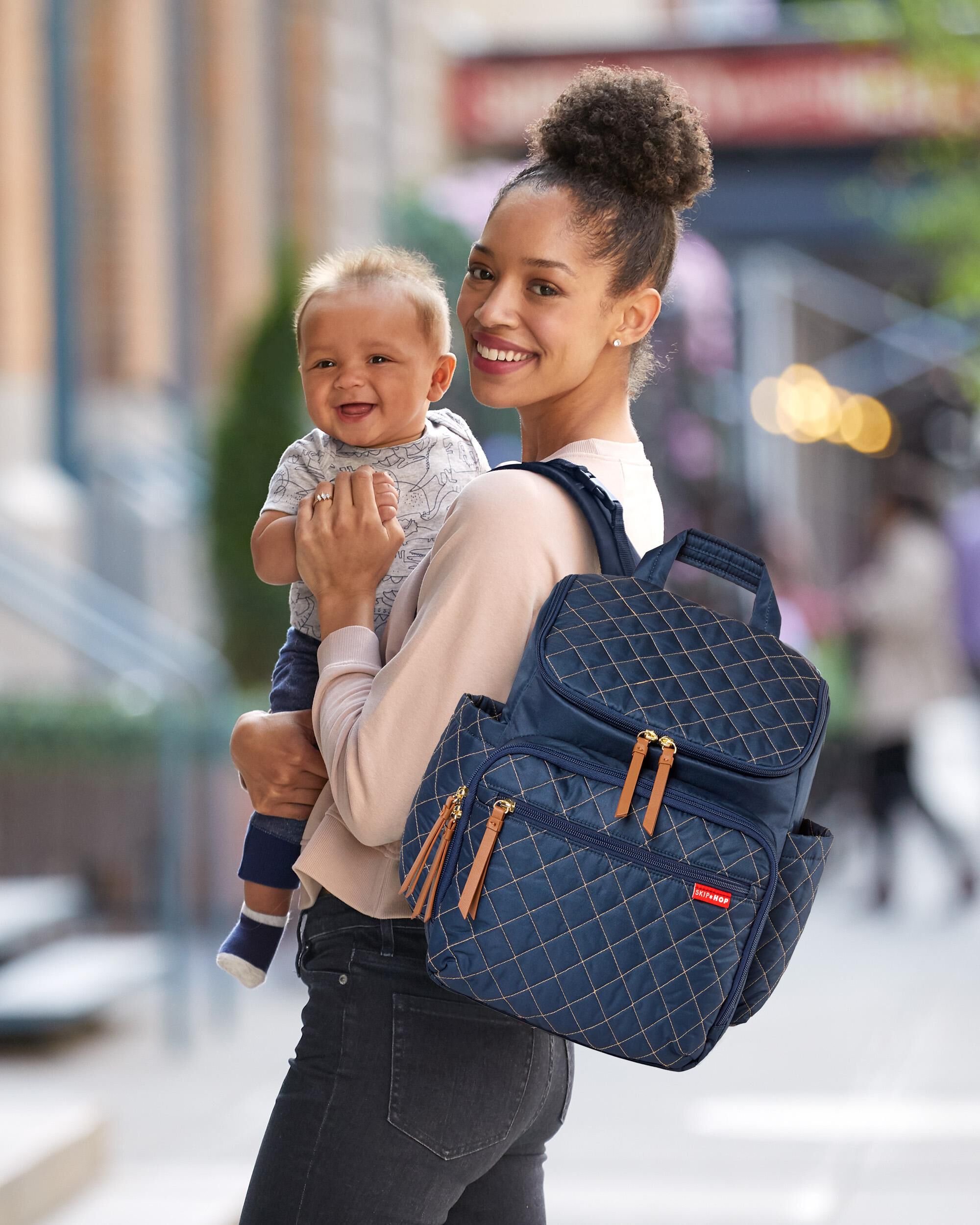 Quilted Backpack With Packing Cubes Blue For Babies