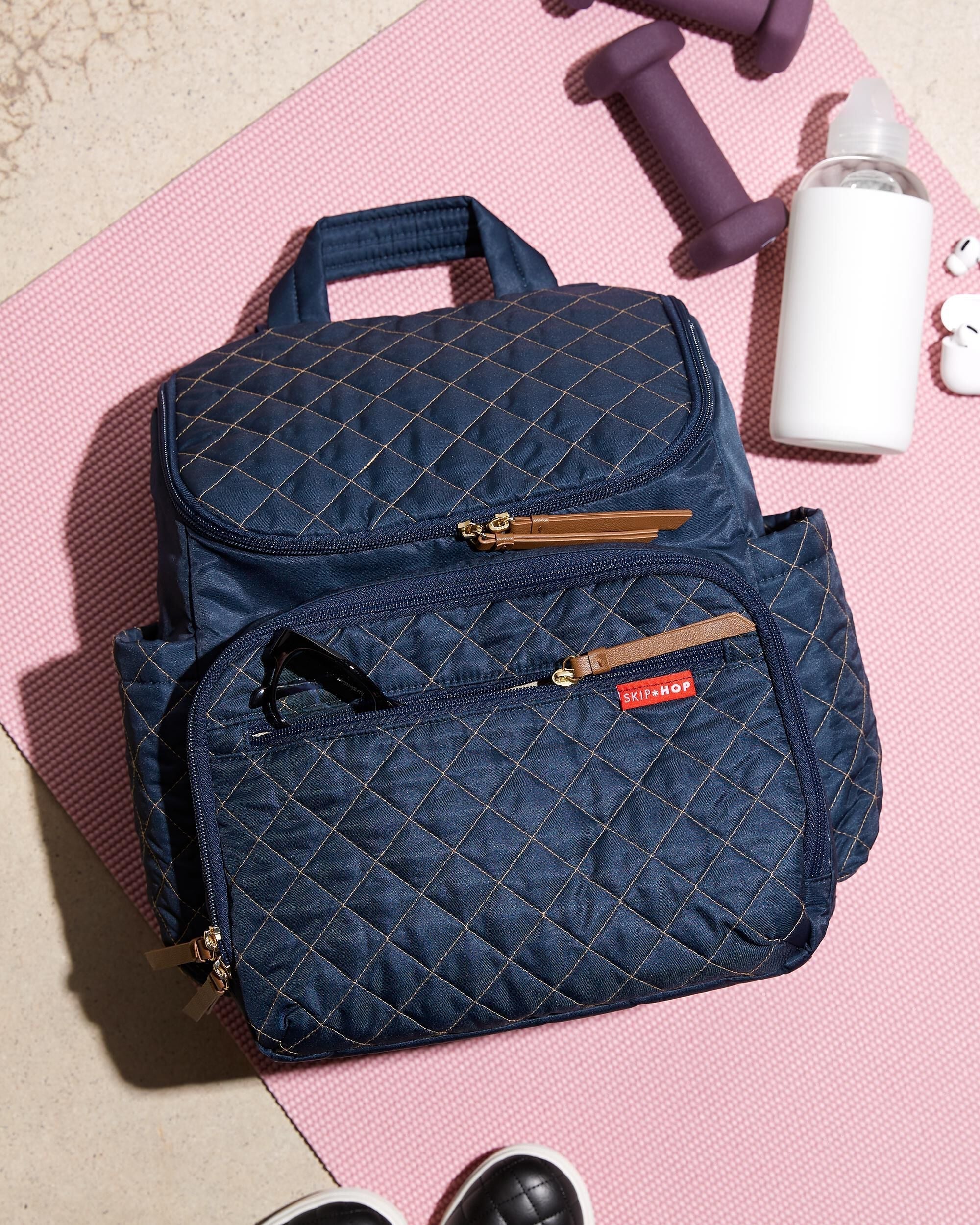 Quilted Backpack With Packing Cubes Blue For Babies