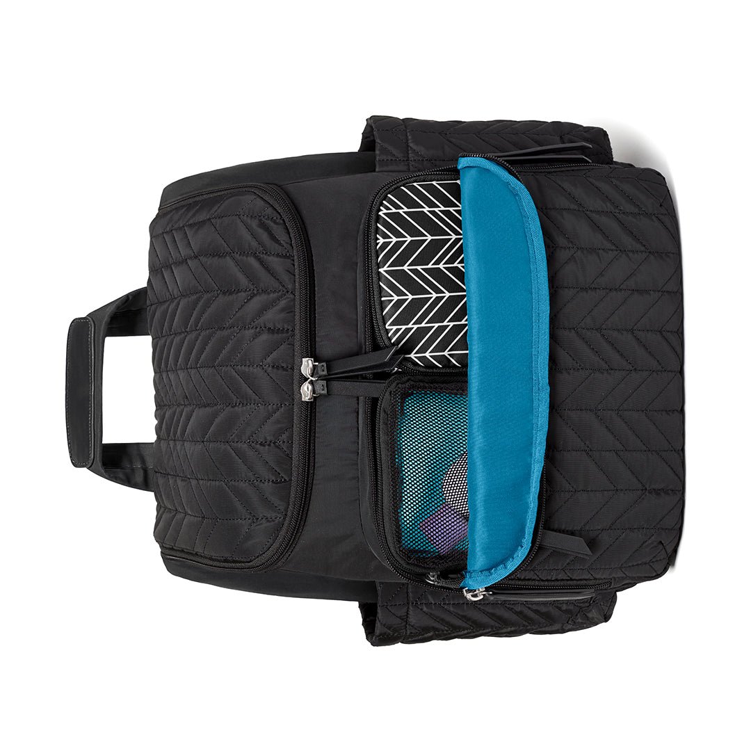 Jet Black Quilted Lightweight Backpack Diaper Bag For Babies