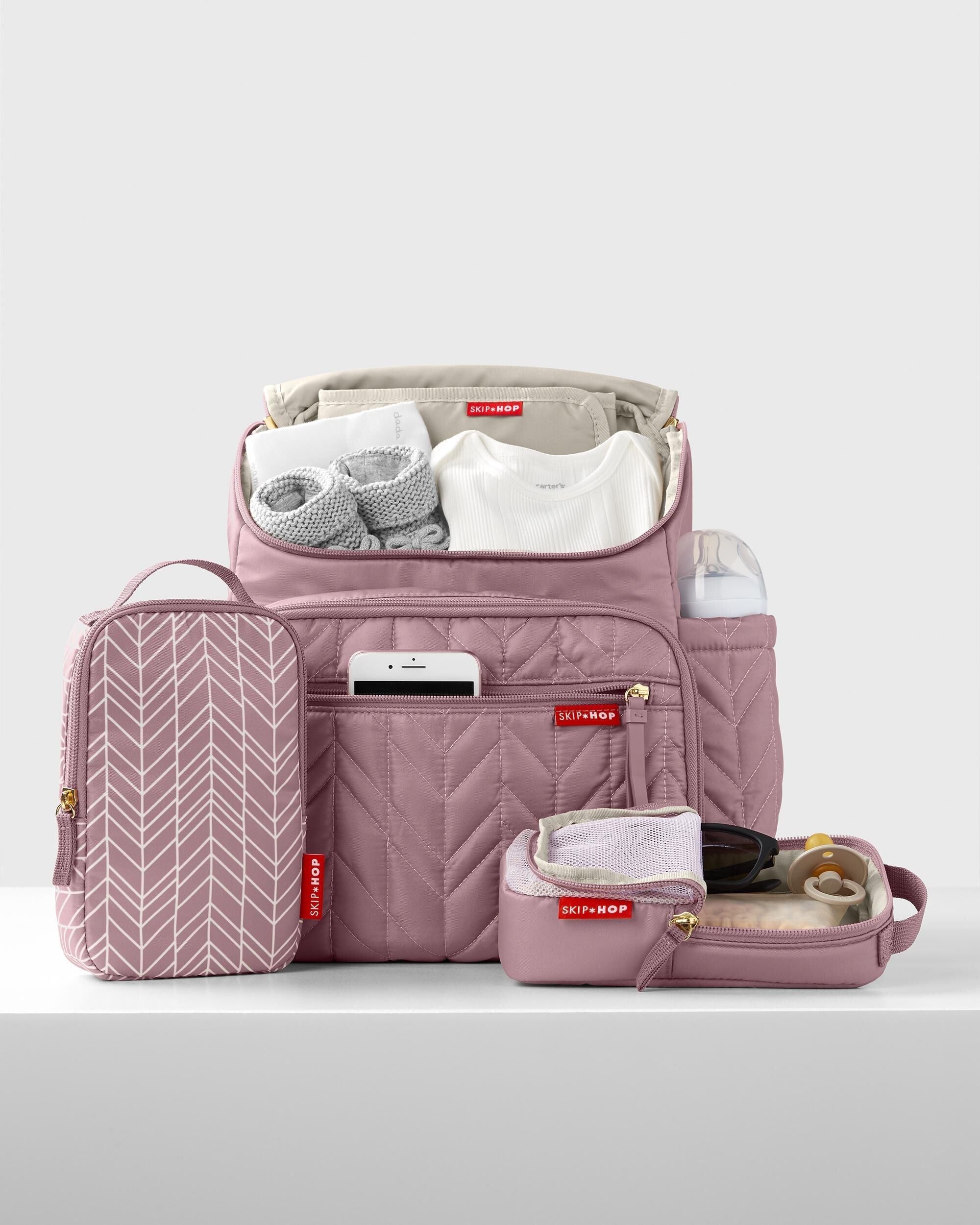 Forma Pink Lightweight Quilted Diaper Backpack For Babies