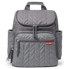 Grey Quilted Lightweight Diaper Backpack For Babies