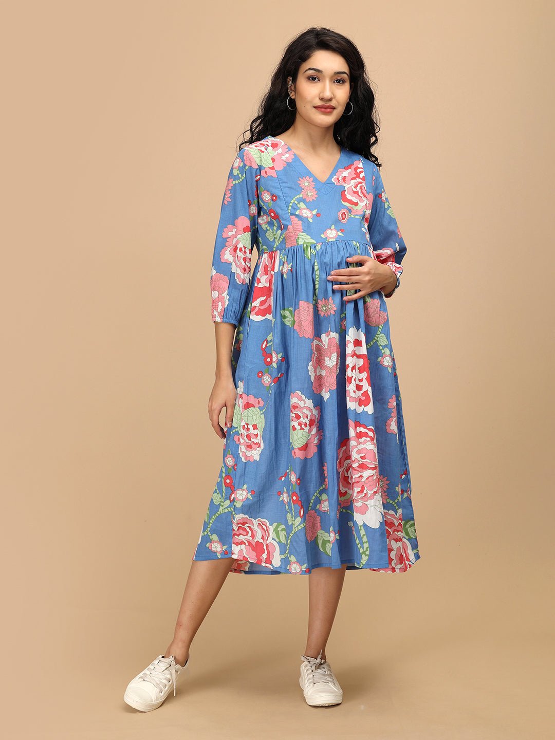  Sky Bloom Maternity and Nursing Dress Blue