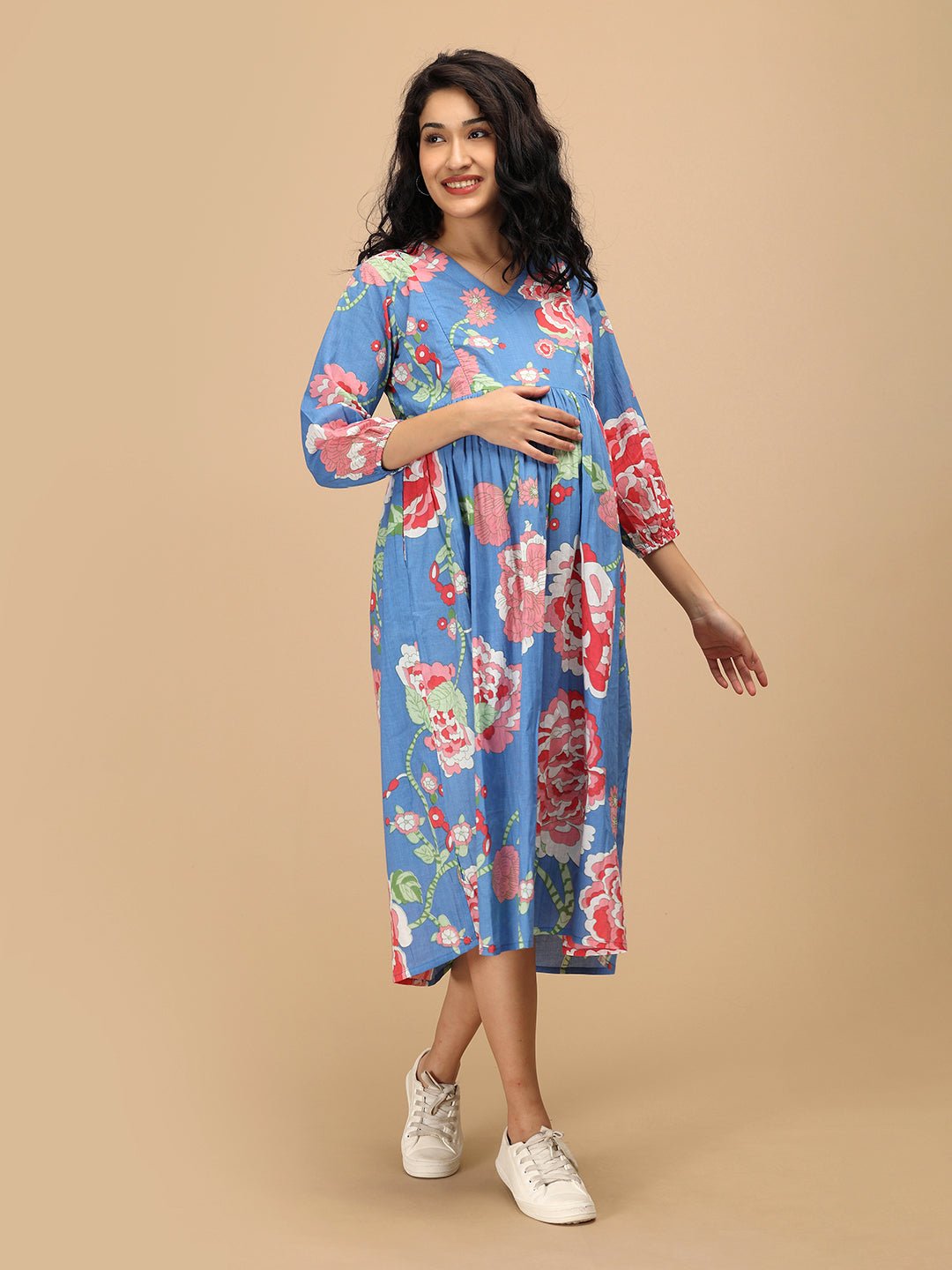 Sky Bloom Maternity and Nursing Dress Blue