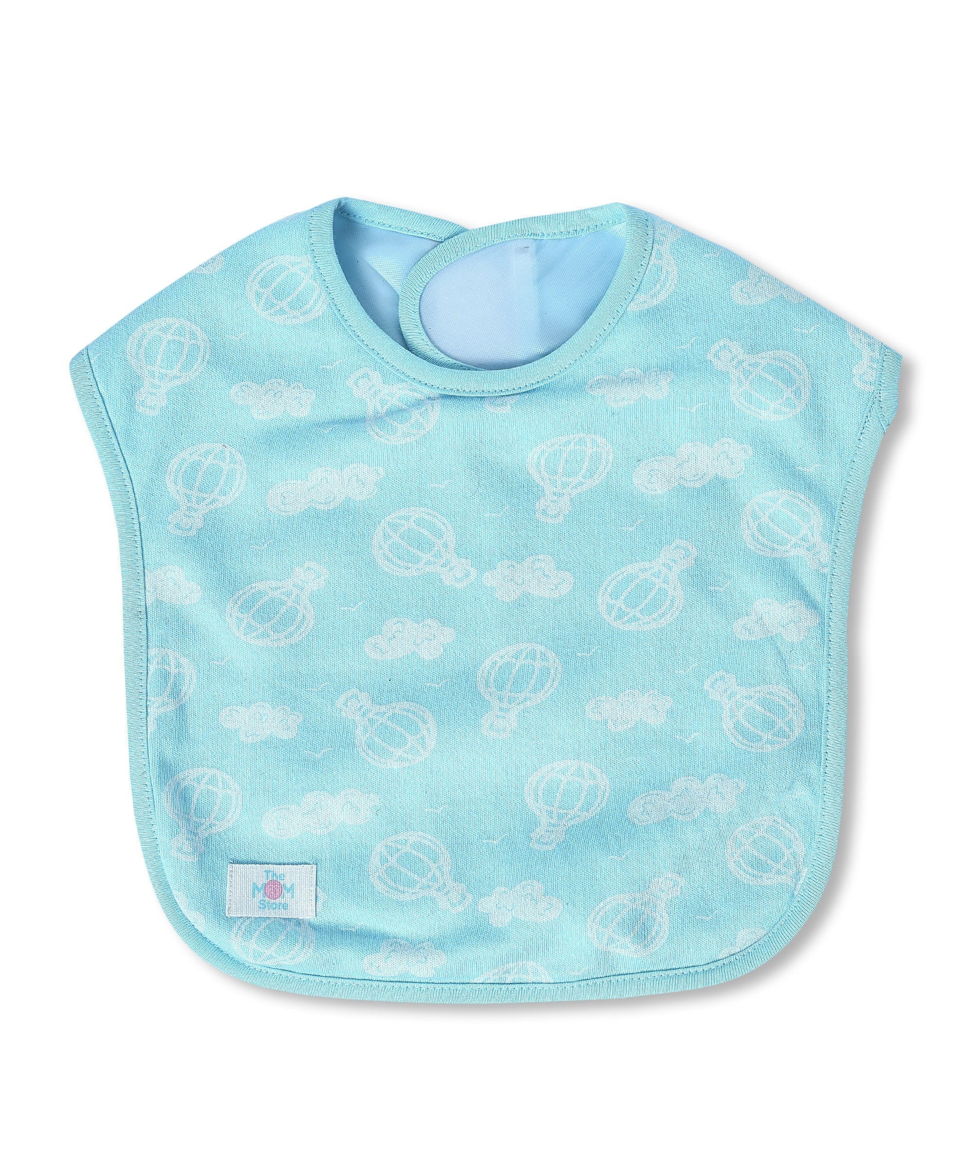Sky Drift Light Blue Cotton Feeding Bib For Babies