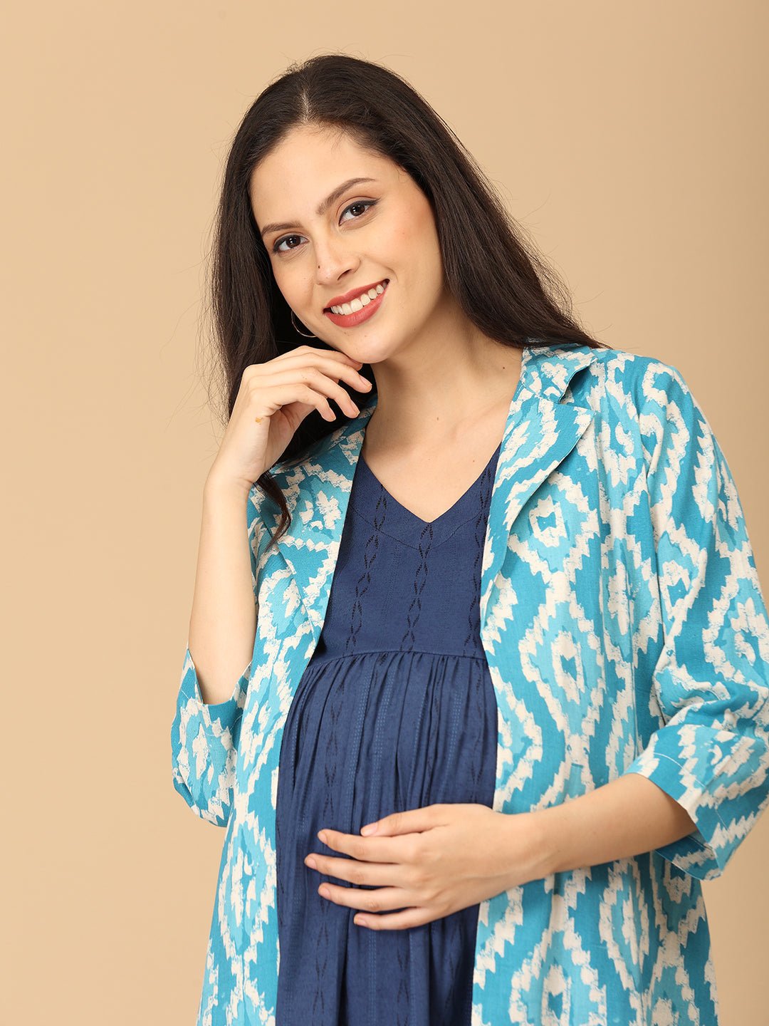  Sky's the Limit Maternity and Nursing Shacket Dress Multi
