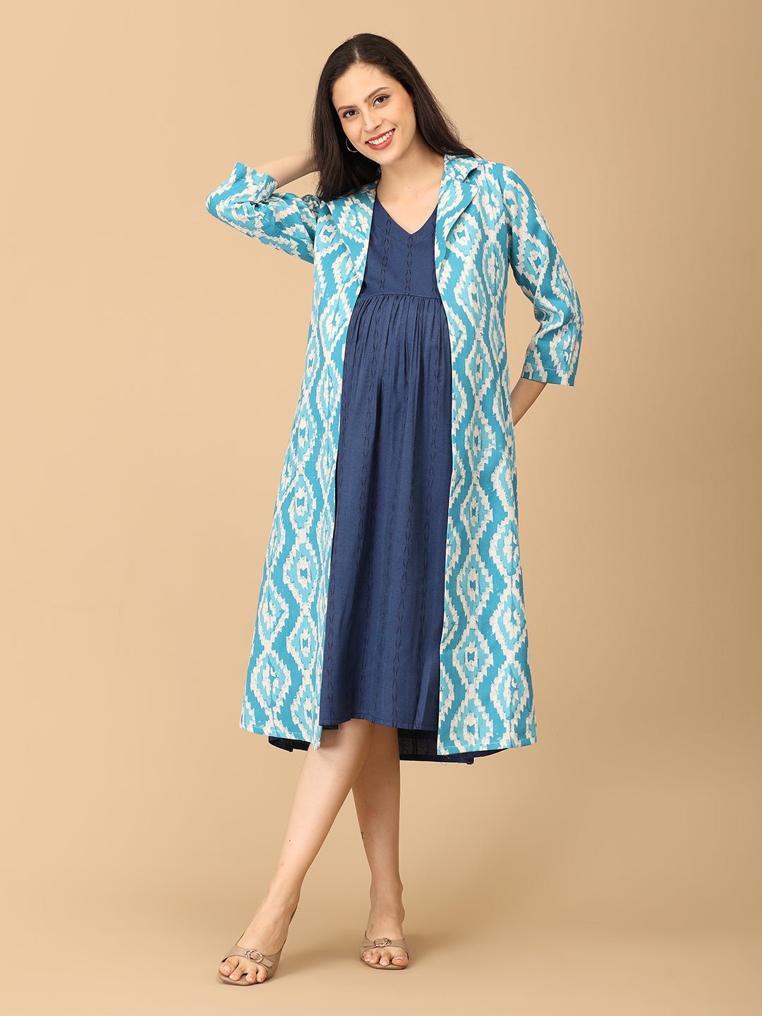  Sky's the Limit Maternity and Nursing Shacket Dress Multi