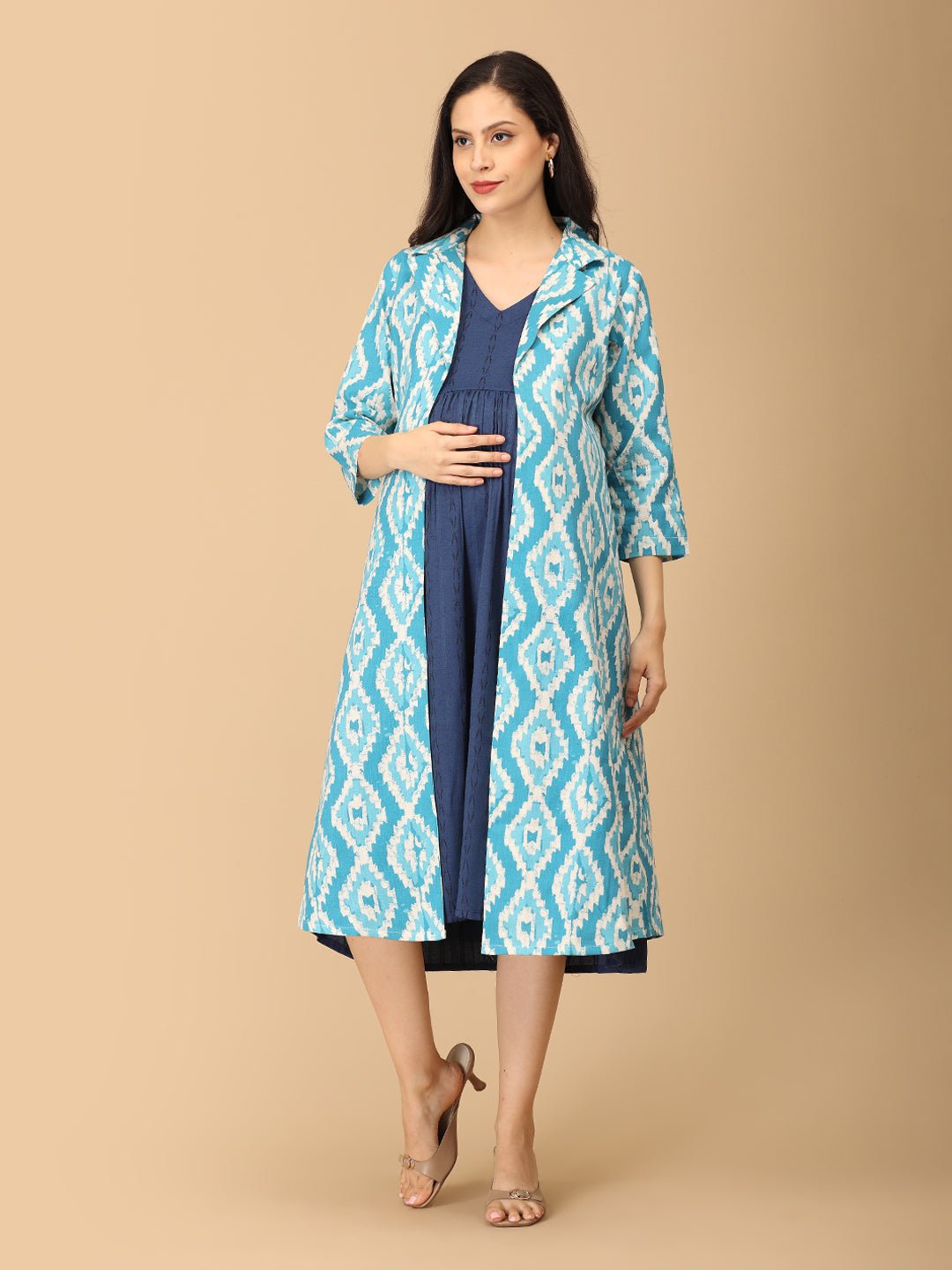  Sky's the Limit Maternity and Nursing Shacket Dress Multi