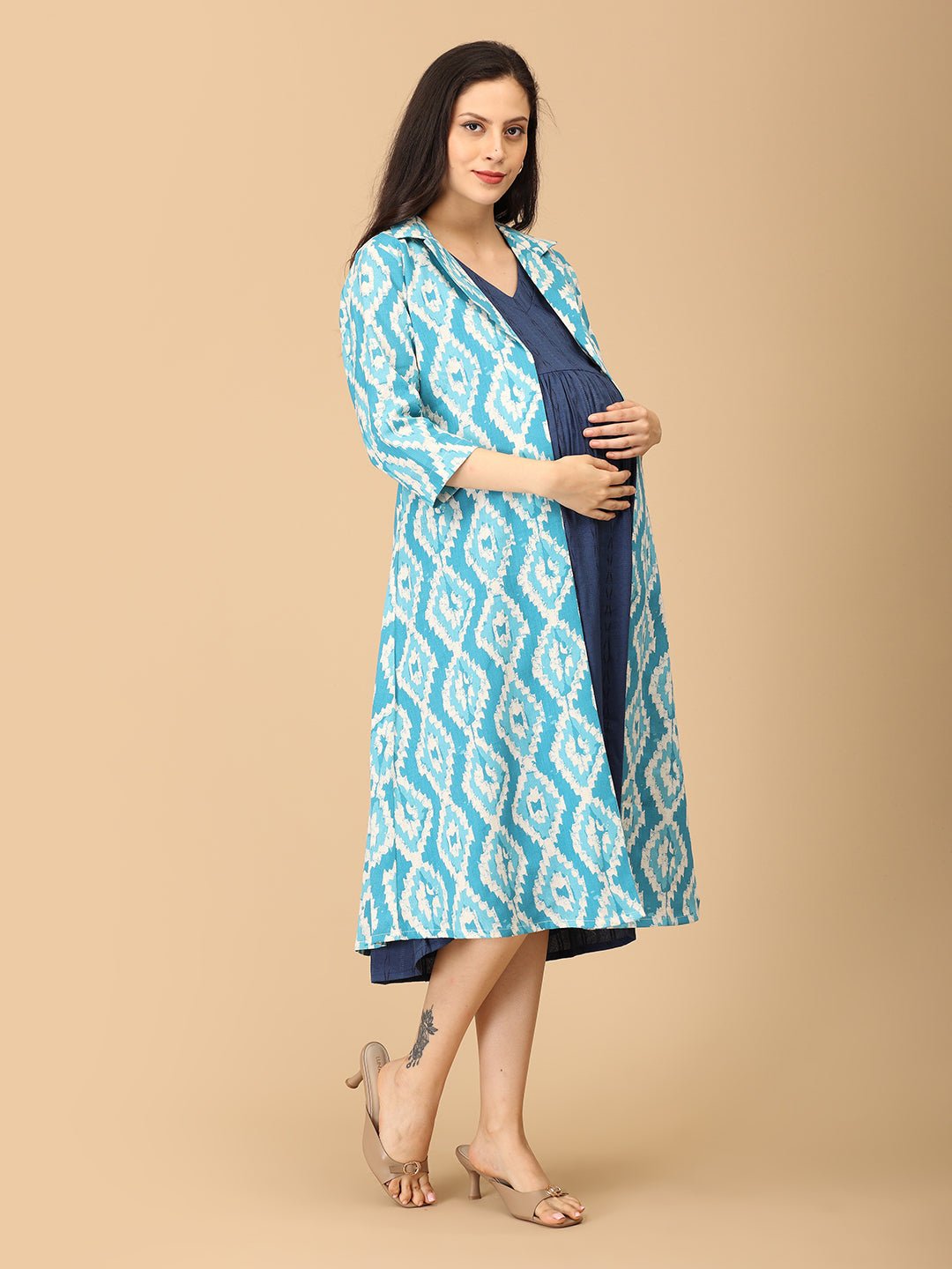  Sky's the Limit Maternity and Nursing Shacket Dress Multi