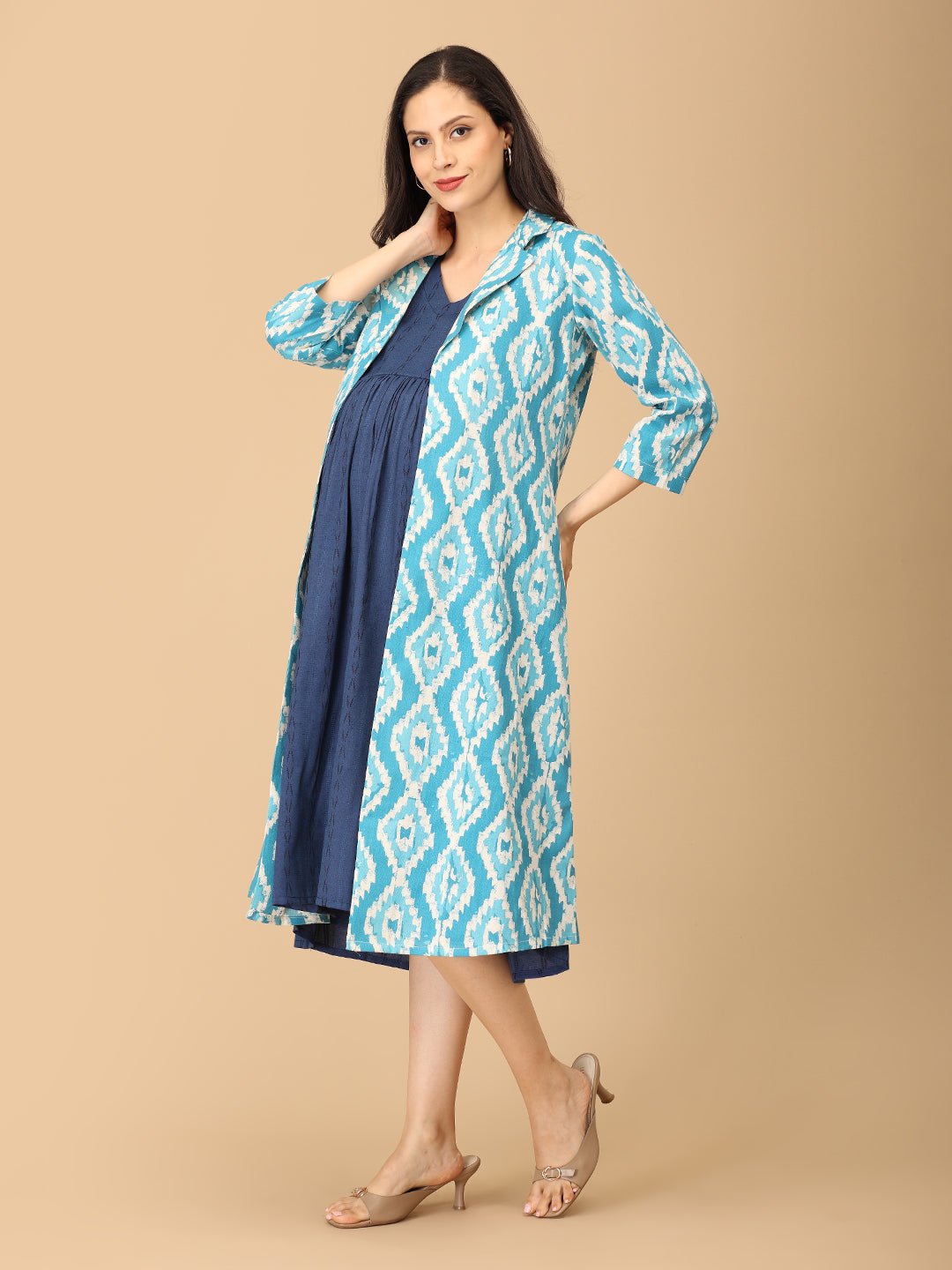  Sky's the Limit Maternity and Nursing Shacket Dress Multi